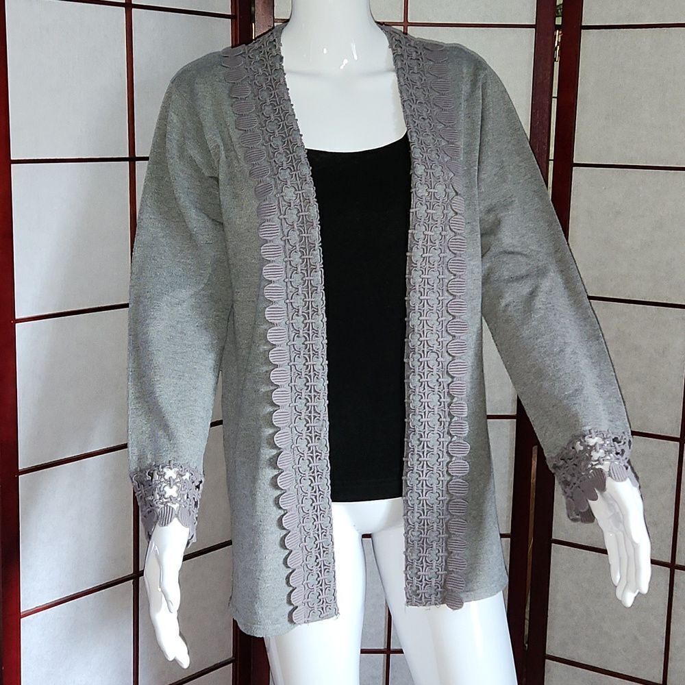 Red Camel Open-faced Gray Long Sleeve Cardigan Sweater